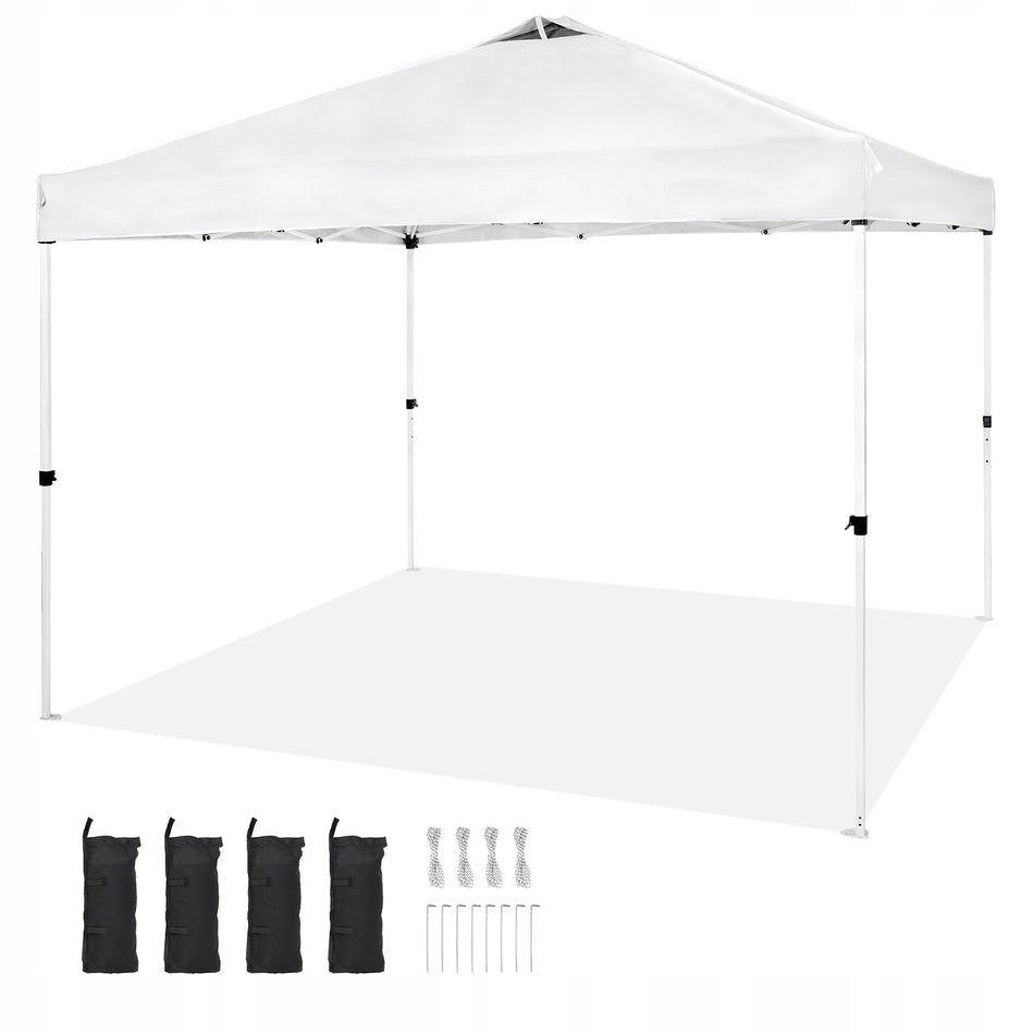 VEVOR FOLDABLE GARDEN GAZEBO 304X304 CM WHITE STEEL FRAME 250D PU
