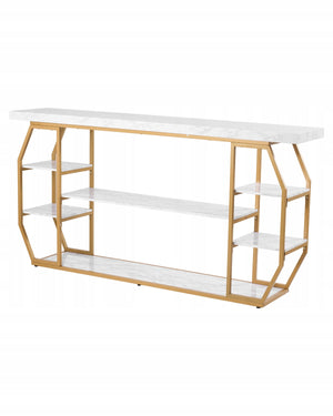 VEVOR MARBLE CONSOLE TABLE 3-TIER STURDY METAL TOP