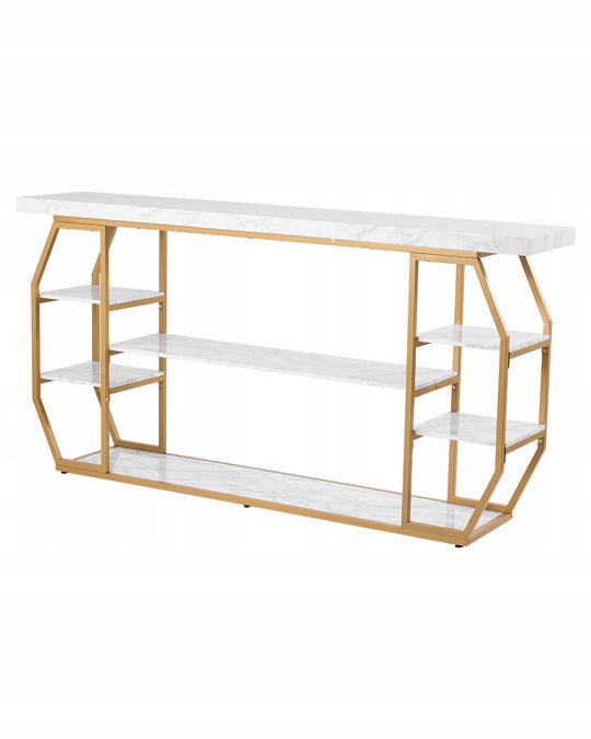 VEVOR MARBLE CONSOLE TABLE 3-TIER STURDY METAL TOP