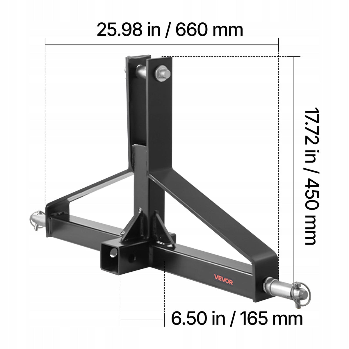 VEVOR PROFESSIONAL 3-POINT TOW HITCH 660X165X450 MM 3000LBS