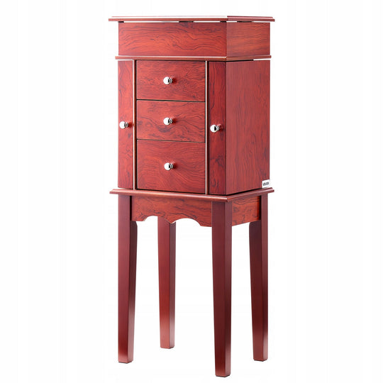 VEVOR Wooden Standing Jewelry Cabinet with Mirror and 3 Drawers