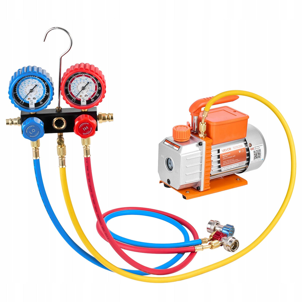 VEVOR VACUUM PUMP WITH GAUGE 3.5 CFM 99 L/MIN 180W SINGLE STAGE