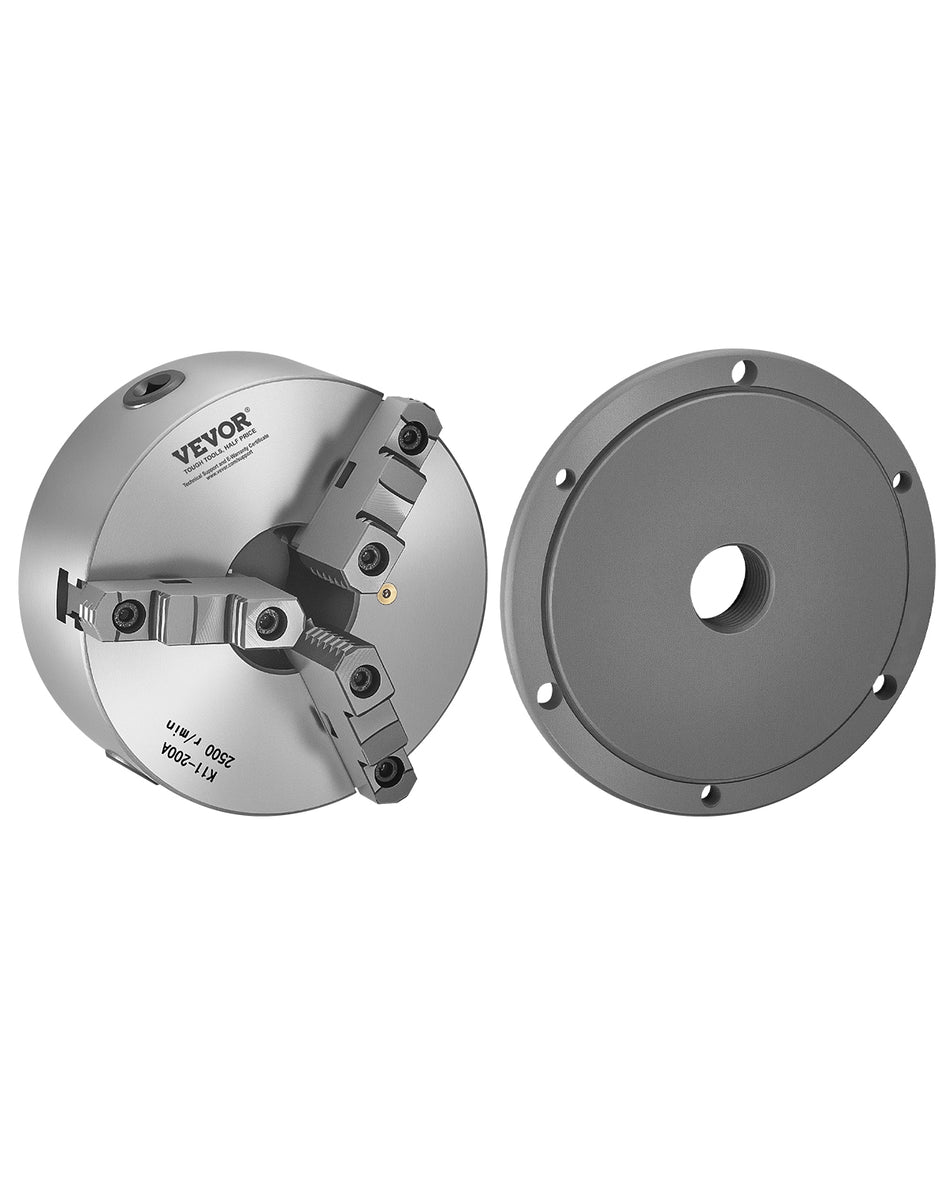VEVOR 3-JAW LATHE CHUCK 200 MM PREMIUM WITH BACK PLATE