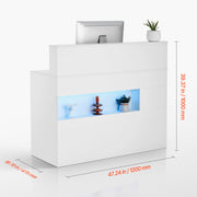 PROFESSIONAL VEVOR RECEPTION DESK RECTANGULAR WHITE WITH LED DRAWERS