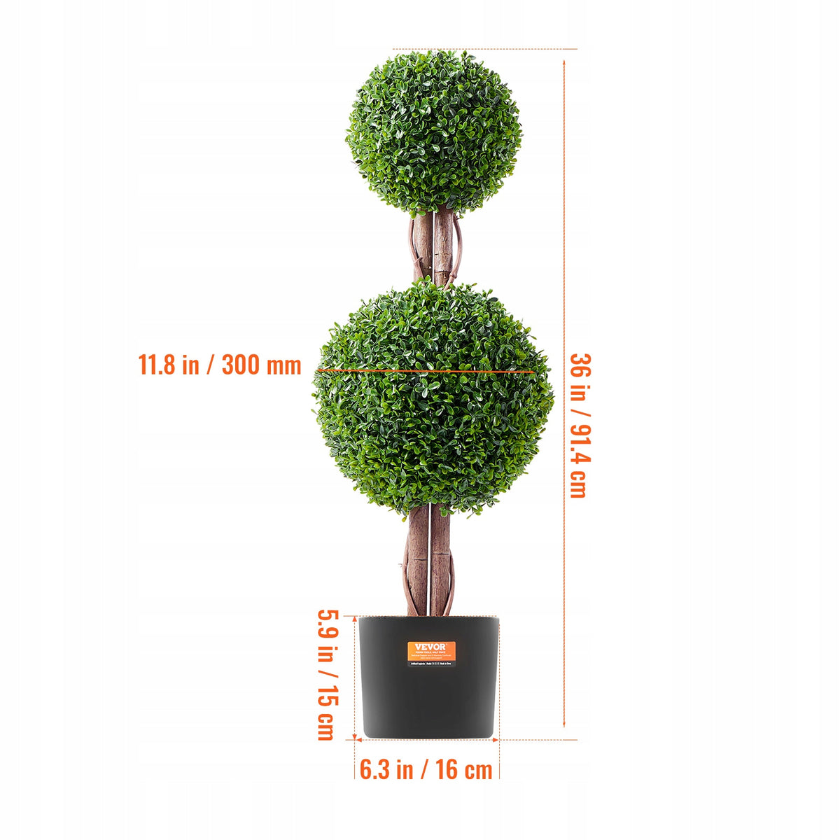 VEVOR ARTIFICIAL BOXWOOD TOPIARY 122CM 2-PIECE PREMIUM SET INDOOR DECORATION