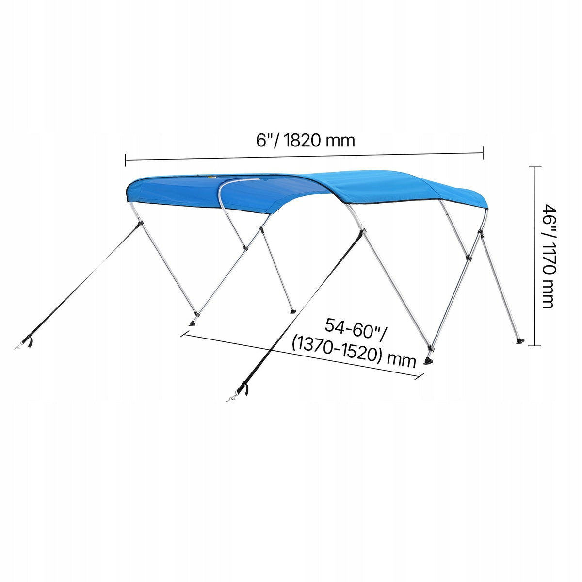 VEVOR BOAT COVER BIMINI TOP 3 ARCH WATERPROOF UV STRONG ALUMINUM