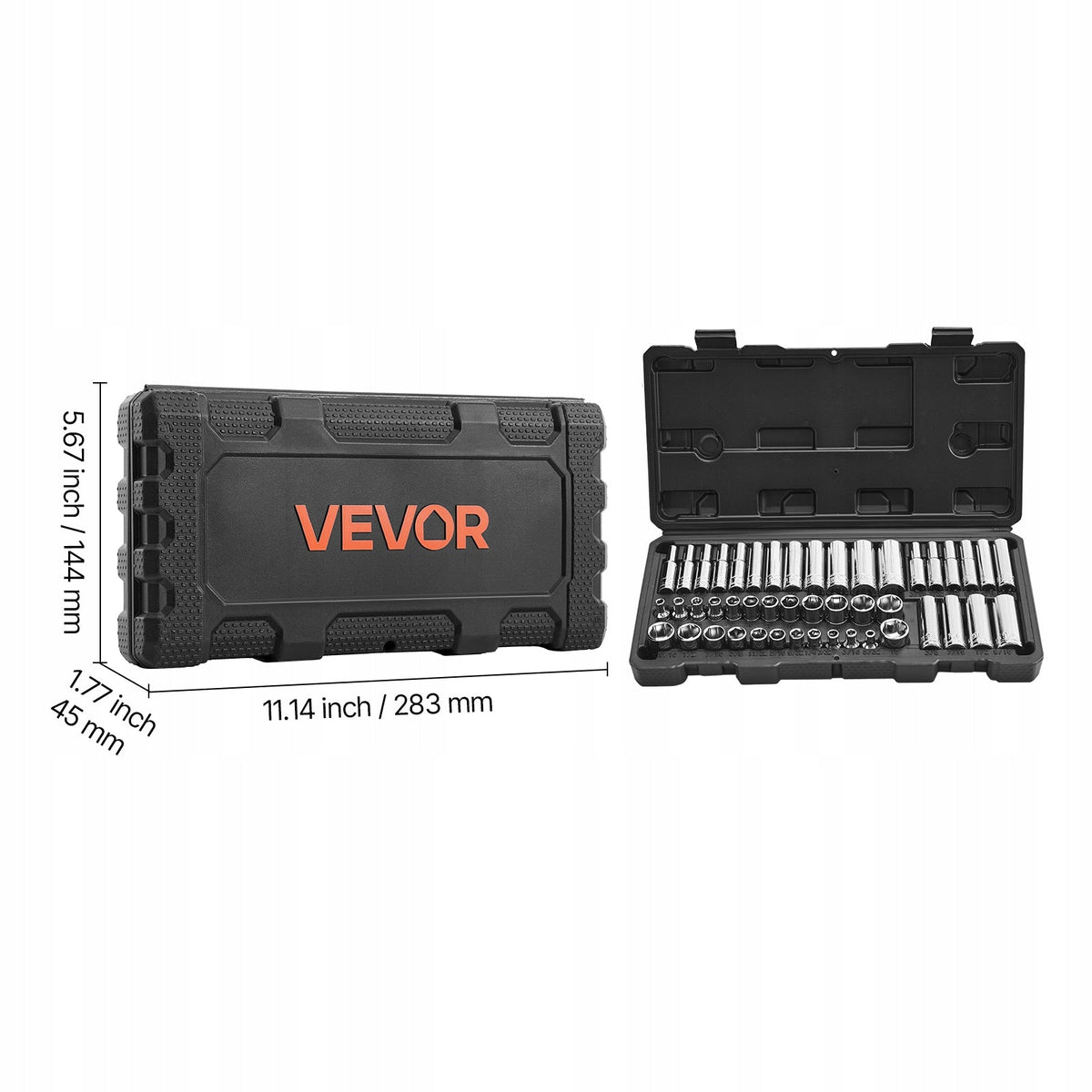 VEVOR 46-PIECE SOCKET WRENCH SET 1/4 INCH DRIVE SAE & DURABLE