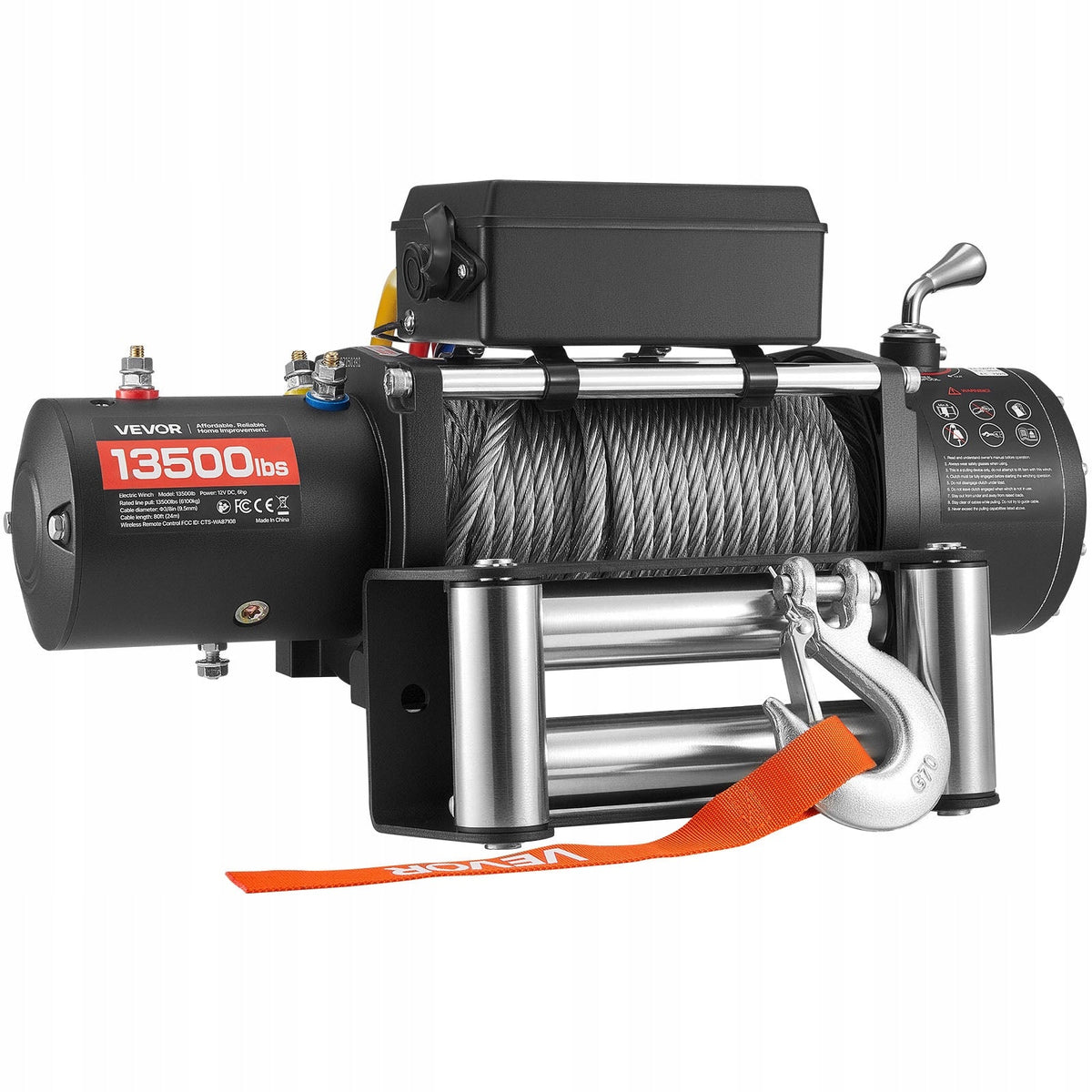 VEVOR 6100 KG 12V ELECTRIC WINCH WITH 24M ROPE WIRELESS SOLID