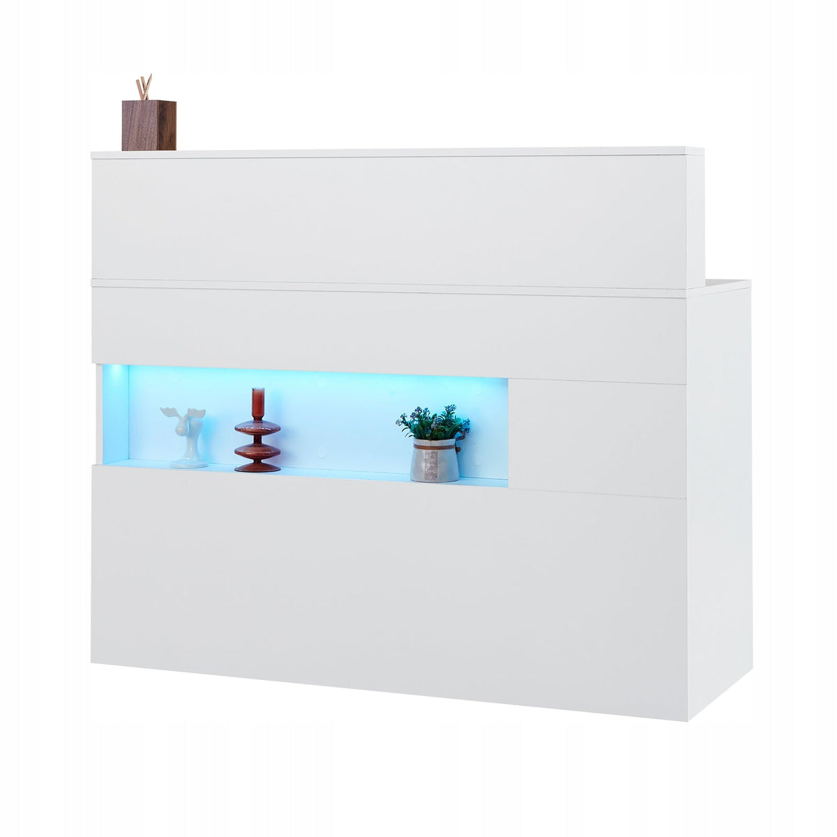 PROFESSIONAL VEVOR RECEPTION DESK RECTANGULAR WHITE WITH LED DRAWERS