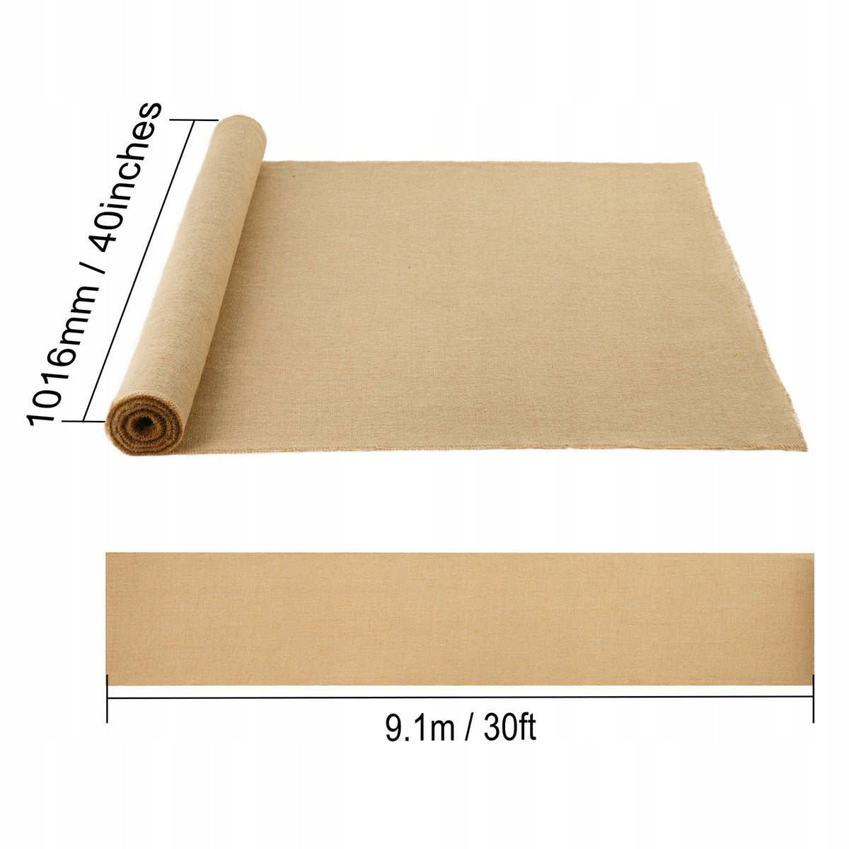 VEVOR JUTE FABRIC ROLL 40X915CM NATURAL 50X50 STRONG SOLID