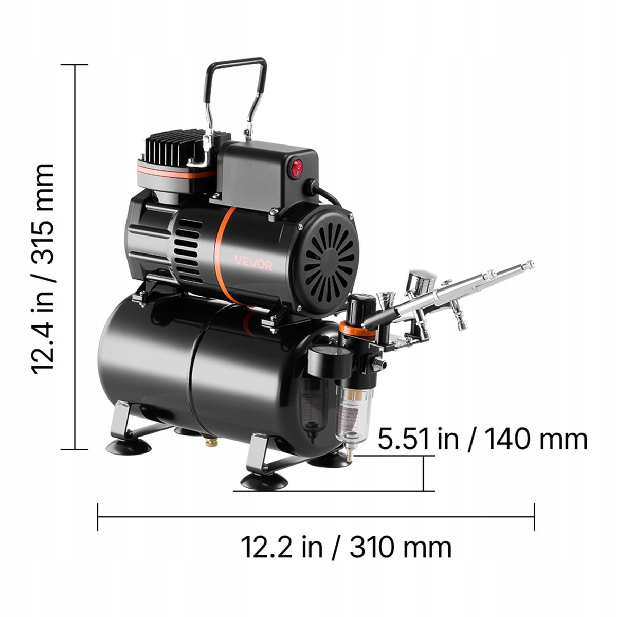 VEVOR 1.6 HP AIRBRUSH KIT COMPLETE 3 GUNS COMPRESSOR PAINT TANK