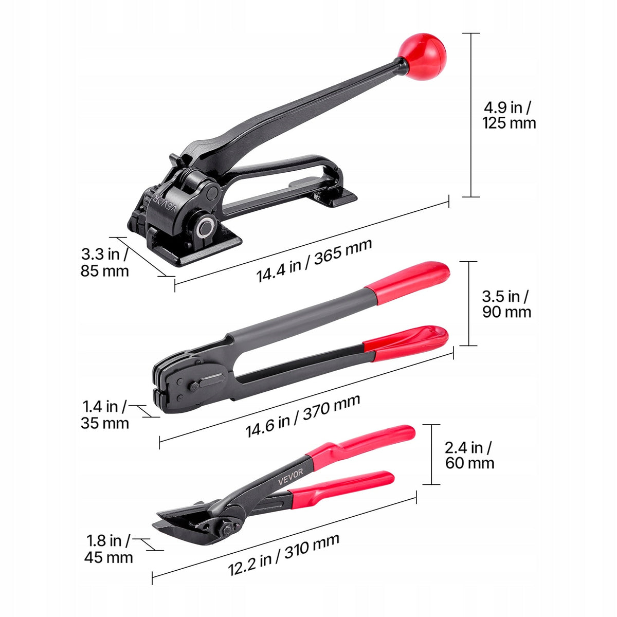 PROFESSIONAL STEEL STRAPPING KIT VEVOR 5 PIECES 183M 300