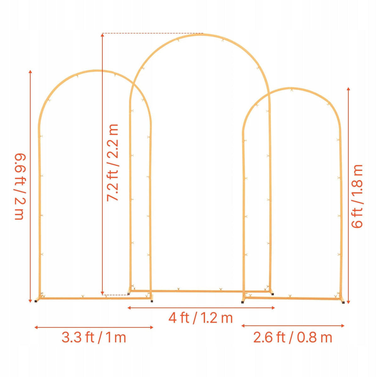 VEVOR WEDDING ARCH SET 3PCS 2 2 2 1 8M GOLD STABLE ARCH STAND