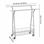 VEVOR CLOTHES RACK ON WHEELS 2 BARS BASKET ADJUSTABLE STRONG