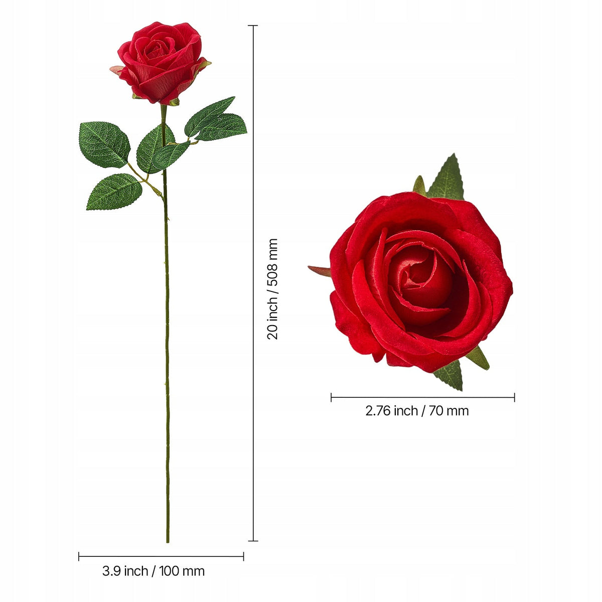 VEVOR ARTIFICIAL FLOWERS ROSES 60 PCS RED FLEXIBLE STEMS PREMIUM