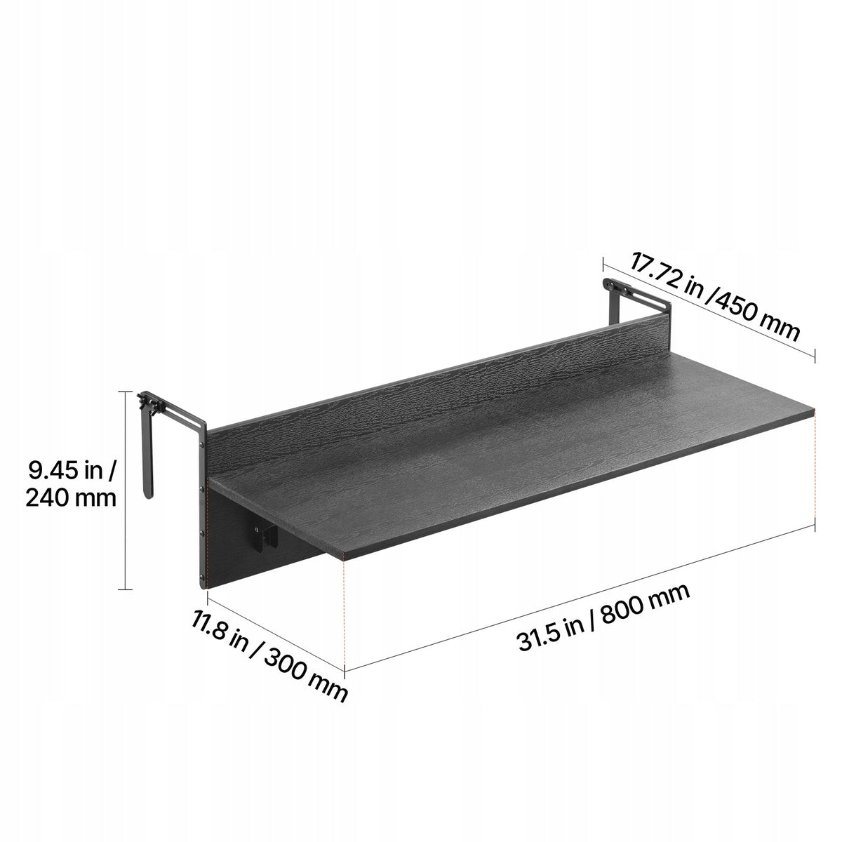 PROFESSIONAL VEVOR 800X300 MM HANGING FOLDING BALCONY TABLE