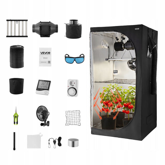 VEVOR 100x100x200cm Grow Tent Kit 320W LED Premium Ventilation
