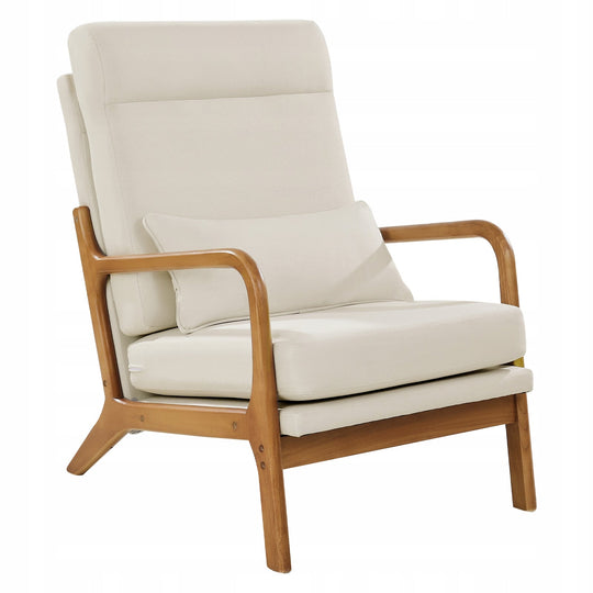 VEVOR PREMIUM MID CENTURY WOODEN HIGH BACK ACCENT ARMCHAIR