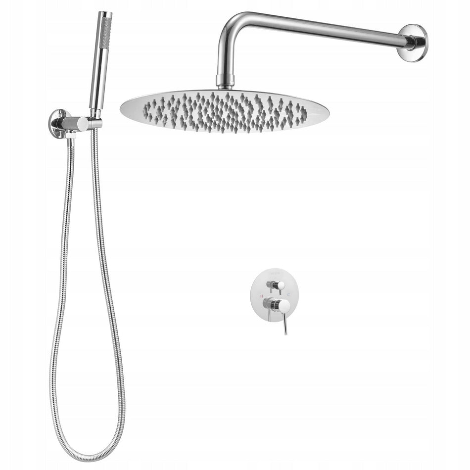 VEVOR PROFESSIONAL SHOWER FAUCET WITH 10 INCH RAINFALL SHOWER HEAD CHROME