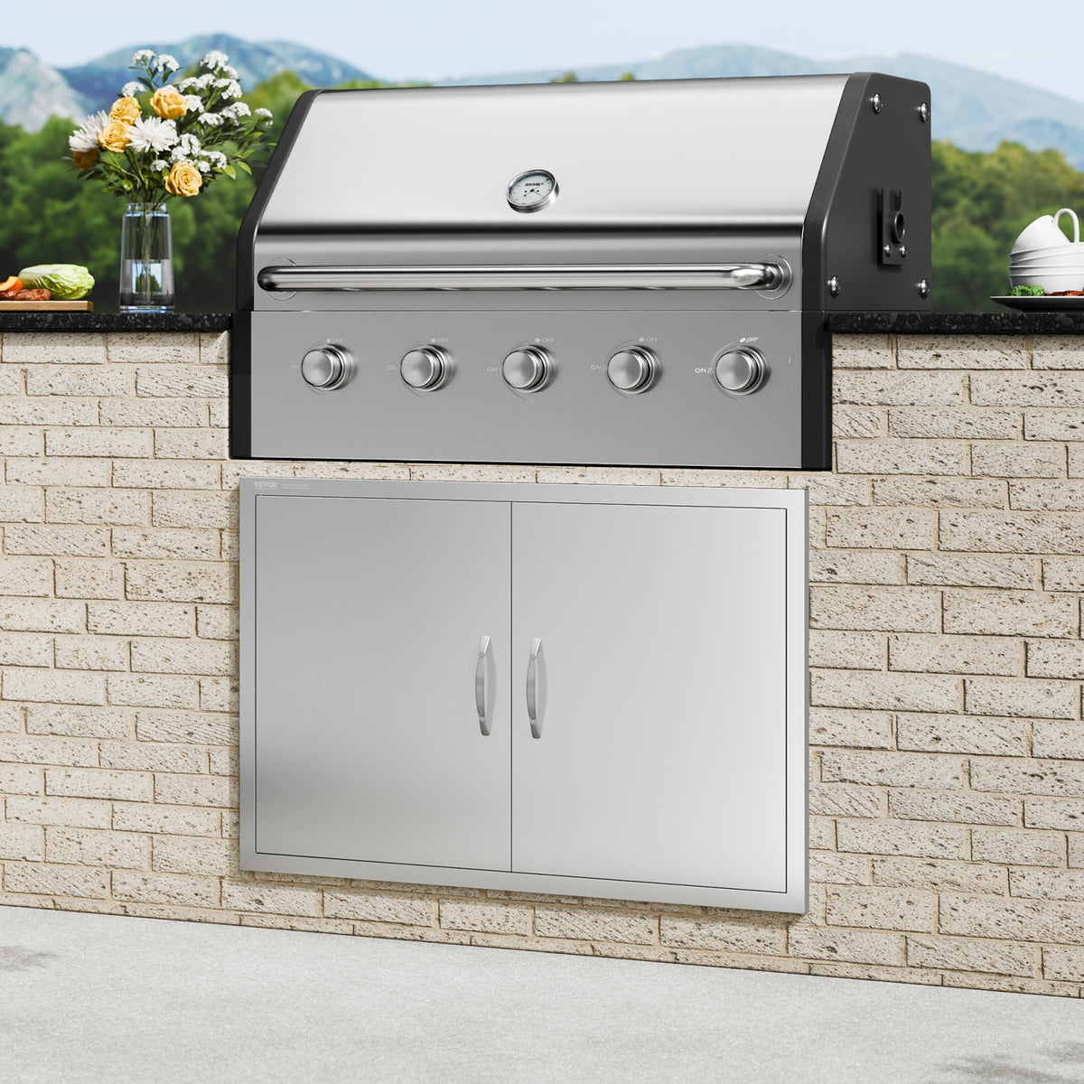 VEVOR BBQ ACCESS DOOR 990X660 MM DOUBLE PREMIUM STAINLESS STEEL
