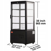 VEVOR 85L COUNTERTOP REFRIGERATED DISPLAY CASE 3 SHELVES TURBO COOLING LED