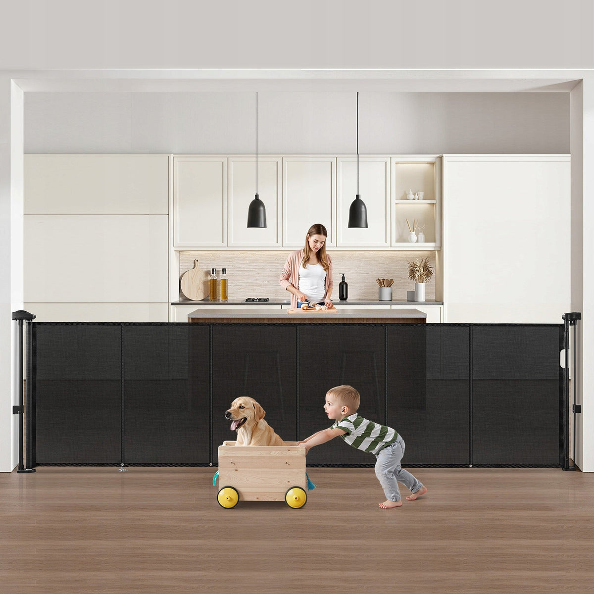 VEVOR FOLDABLE BABY GATE 87 CM STRONG STABLE MESH BLACK
