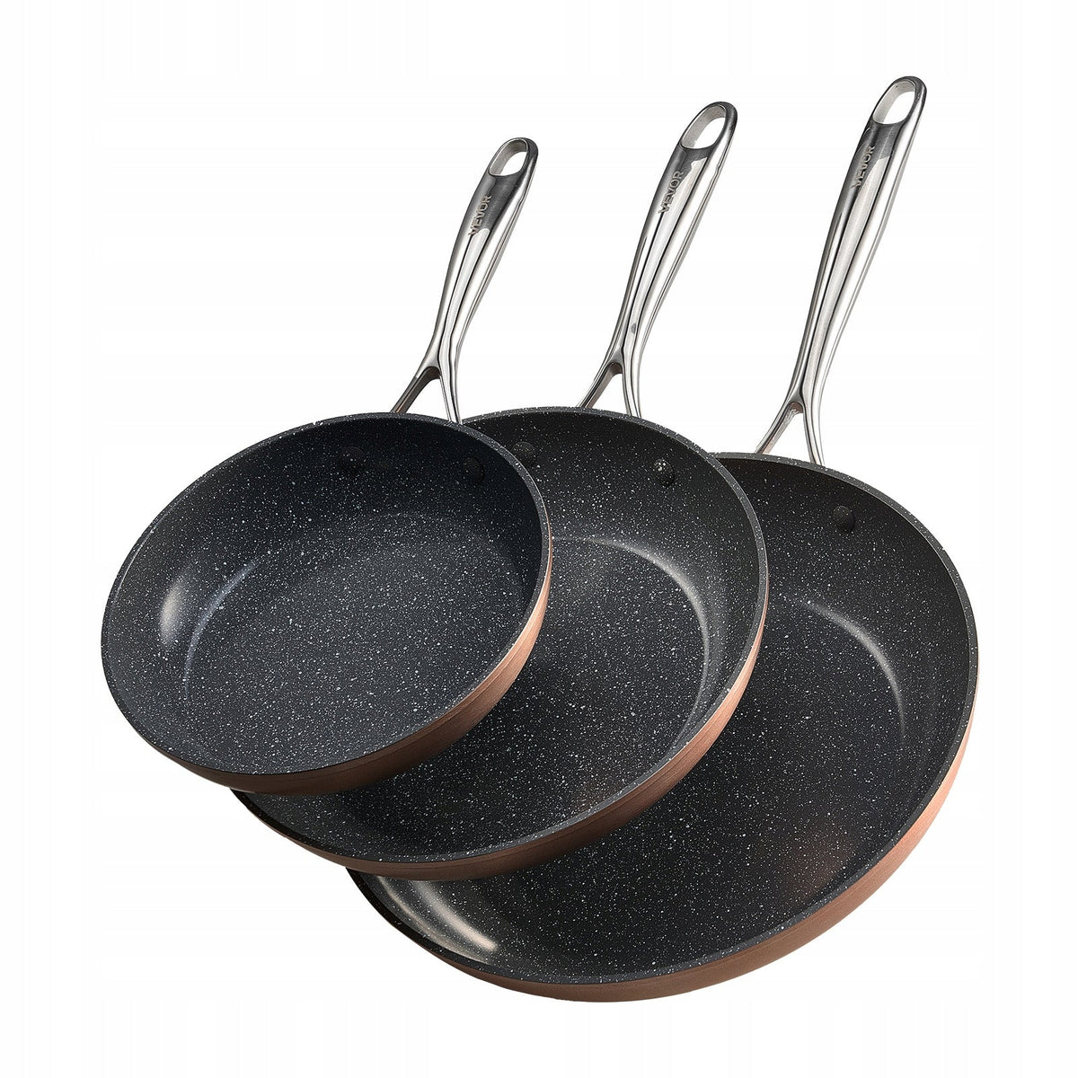 VEVOR 3-PIECE FRYING PAN SET 20 27 30 CM ALUMINIUM NON-STICK