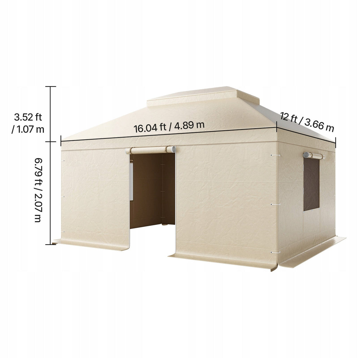 VEVOR WINTER GAZEBO COVER 3.66X4.87M TWO-TIER WATERPROOF BEIGE