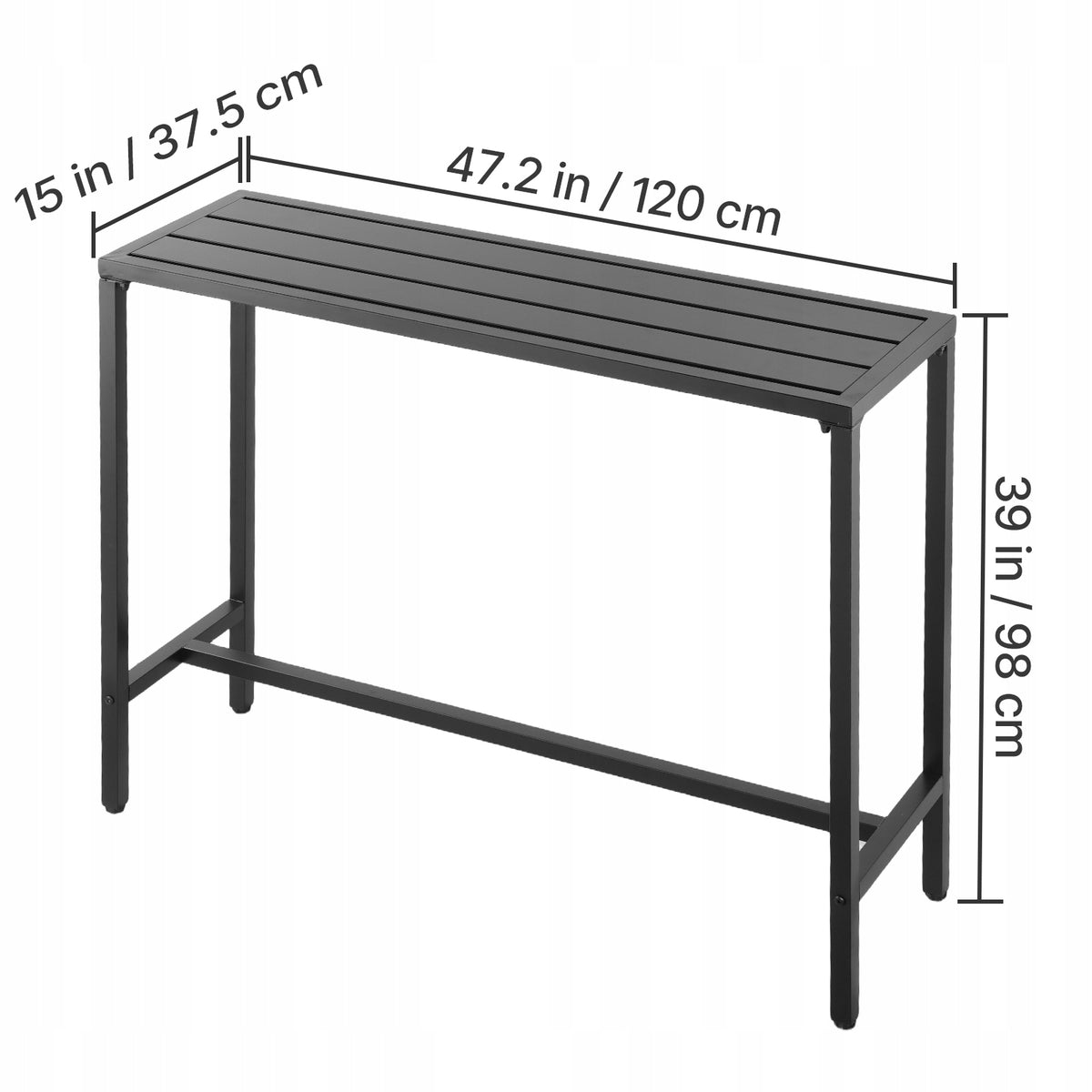 VEVOR BAR TABLE 120X37.5X98 CM STURDY METAL WATERPROOF TOP
