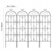 VEVOR 51x180 cm Climbing Plant Support - Set of 4 Metal Trellises