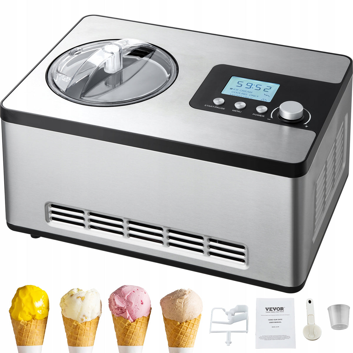 VEVOR PROFESSIONAL ICE CREAM MAKER 2L 180W COMPRESSOR AUTOMATIC