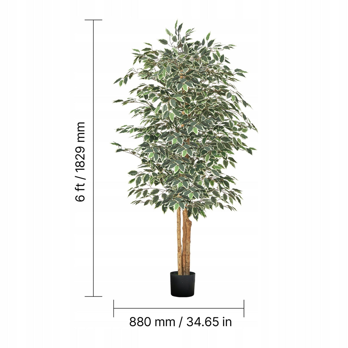 VEVOR ARTIFICIAL FICUS TREE 180CM GREEN IN BLACK POT STRONG
