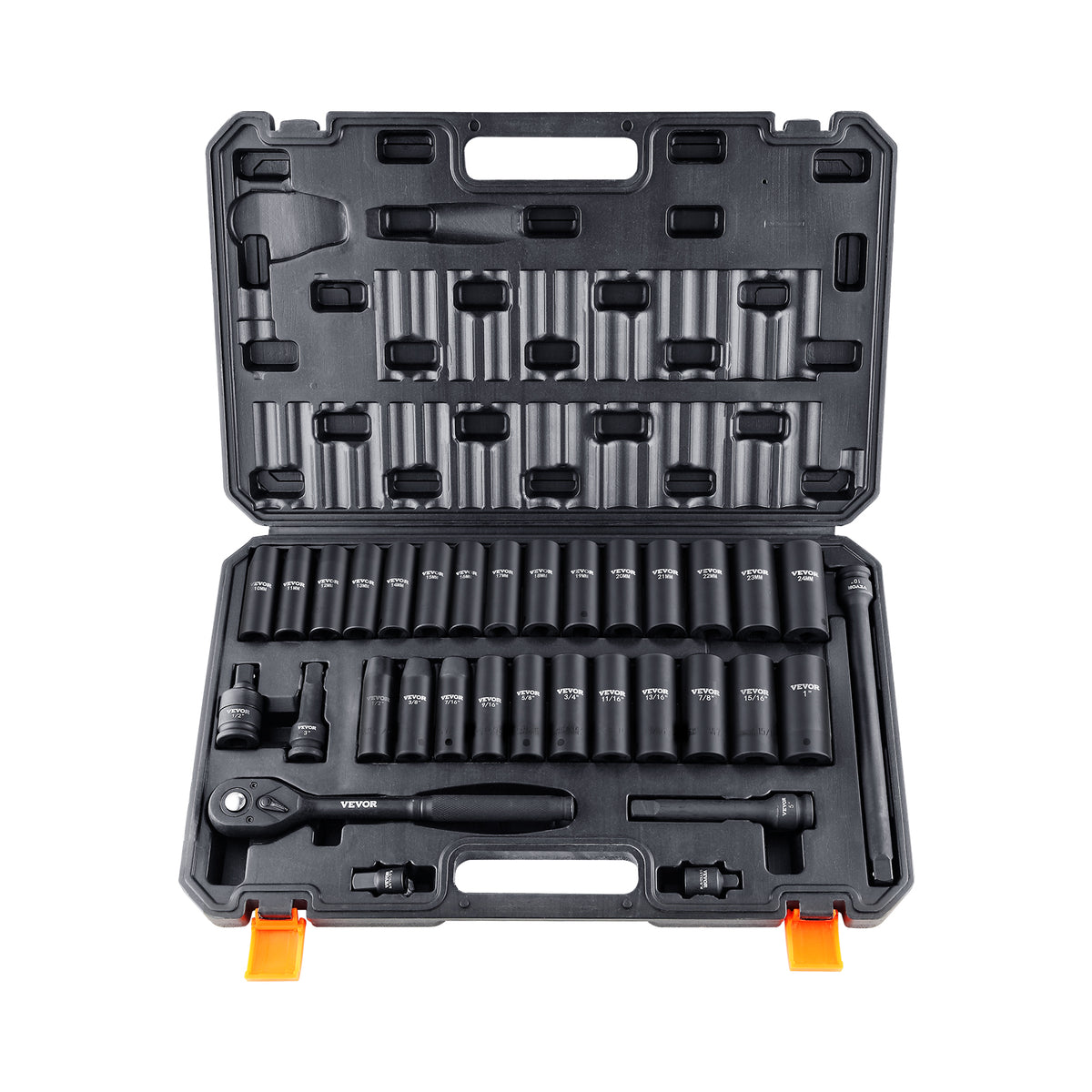 VEVOR 1/2 INCH CR-V SOCKET SET 33-PIECE STRONG CASE