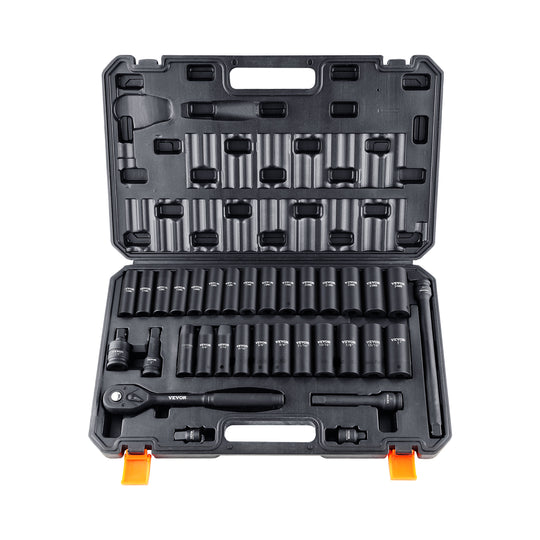 VEVOR 1/2 INCH CR-V SOCKET SET 33-PIECE STRONG CASE
