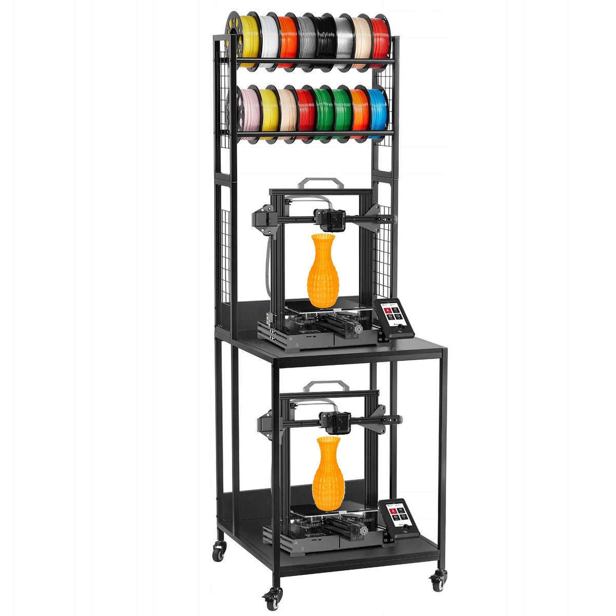 VEVOR MOBILE 4-TIER FILAMENT RACK BLACK STRONG STEEL