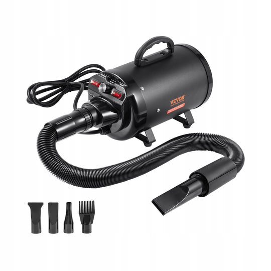 PROFESSIONAL DOG GROOMING DRYER VEVOR 2000W 70M/S 4 INTERCHANGEABLE NOZZLES BLACK