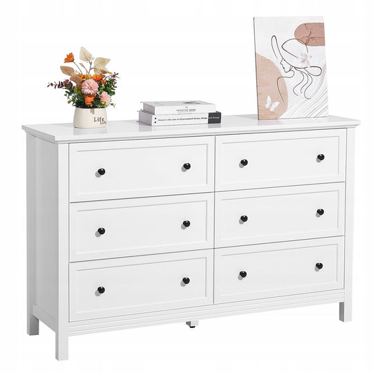 SOLID CHEST OF DRAWERS VEVOR 6 DRAWERS WOODEN WHITE LARGE CAPACITY PREMIUM