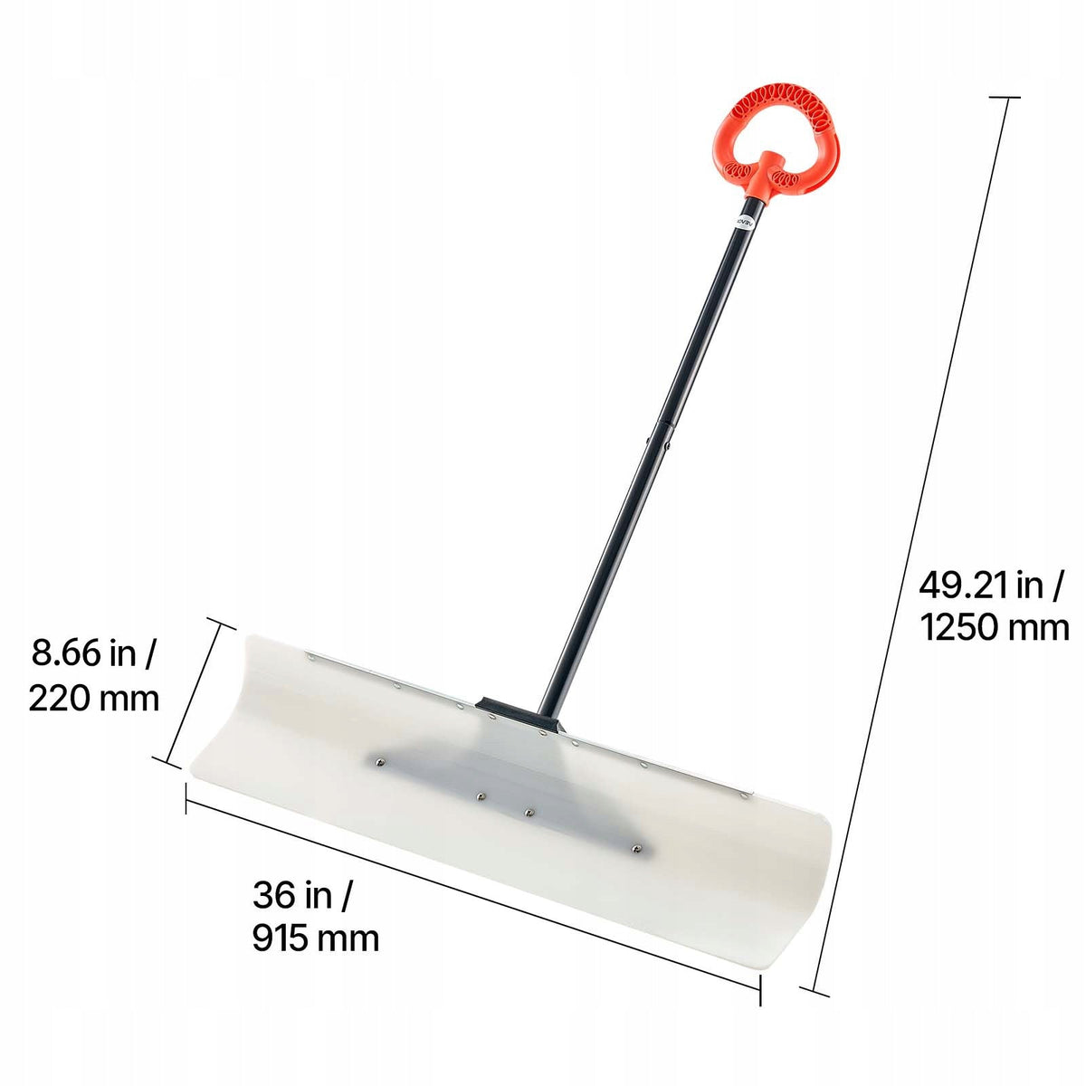 VEVOR 91.5CM SNOW SHOVEL STRONG ERGONOMIC WITH METAL EDGE HDPE