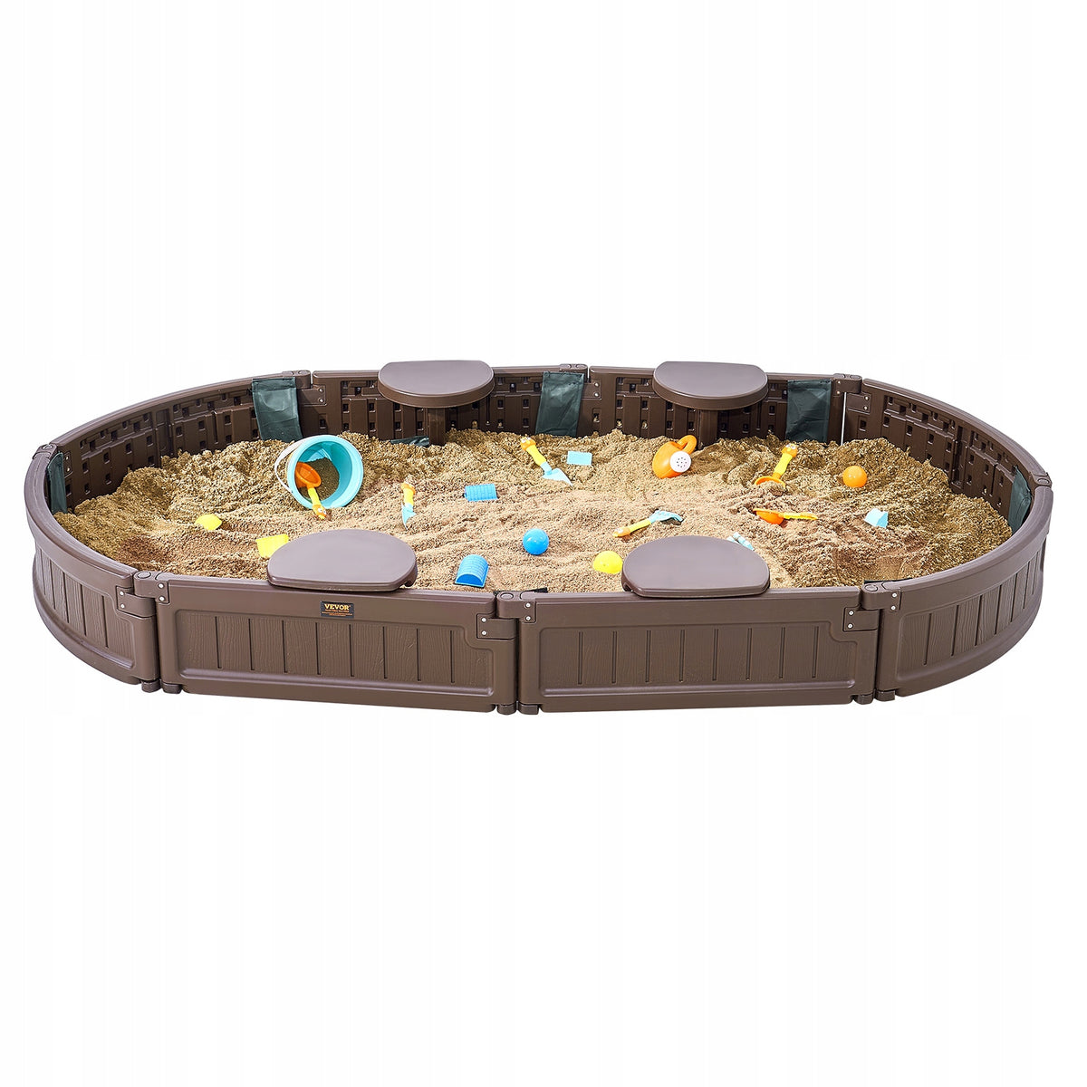 VEVOR PROFESSIONAL SANDPIT WITH LID 183X105X23 CM OVAL HDPE