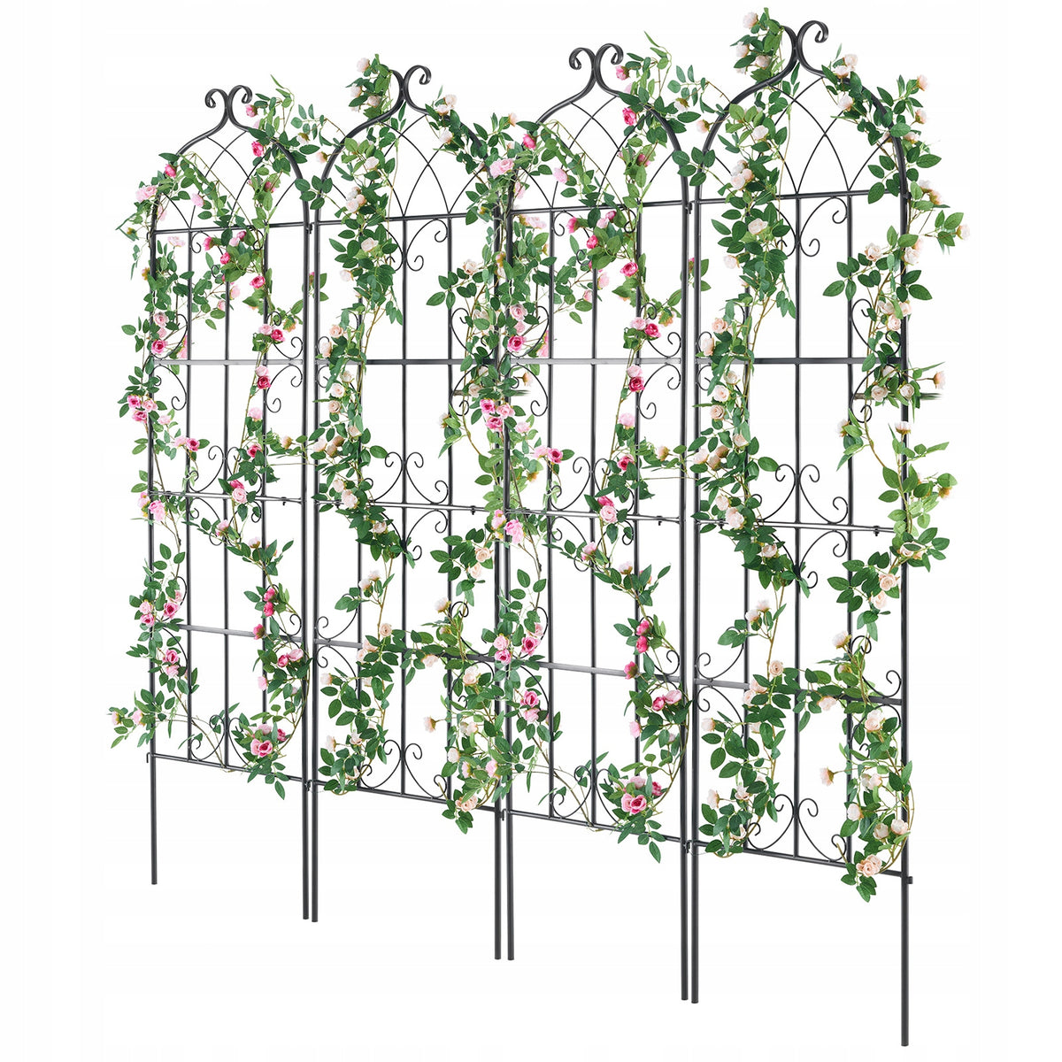 VEVOR 51x180 cm Climbing Plant Support - Set of 4 Metal Trellises