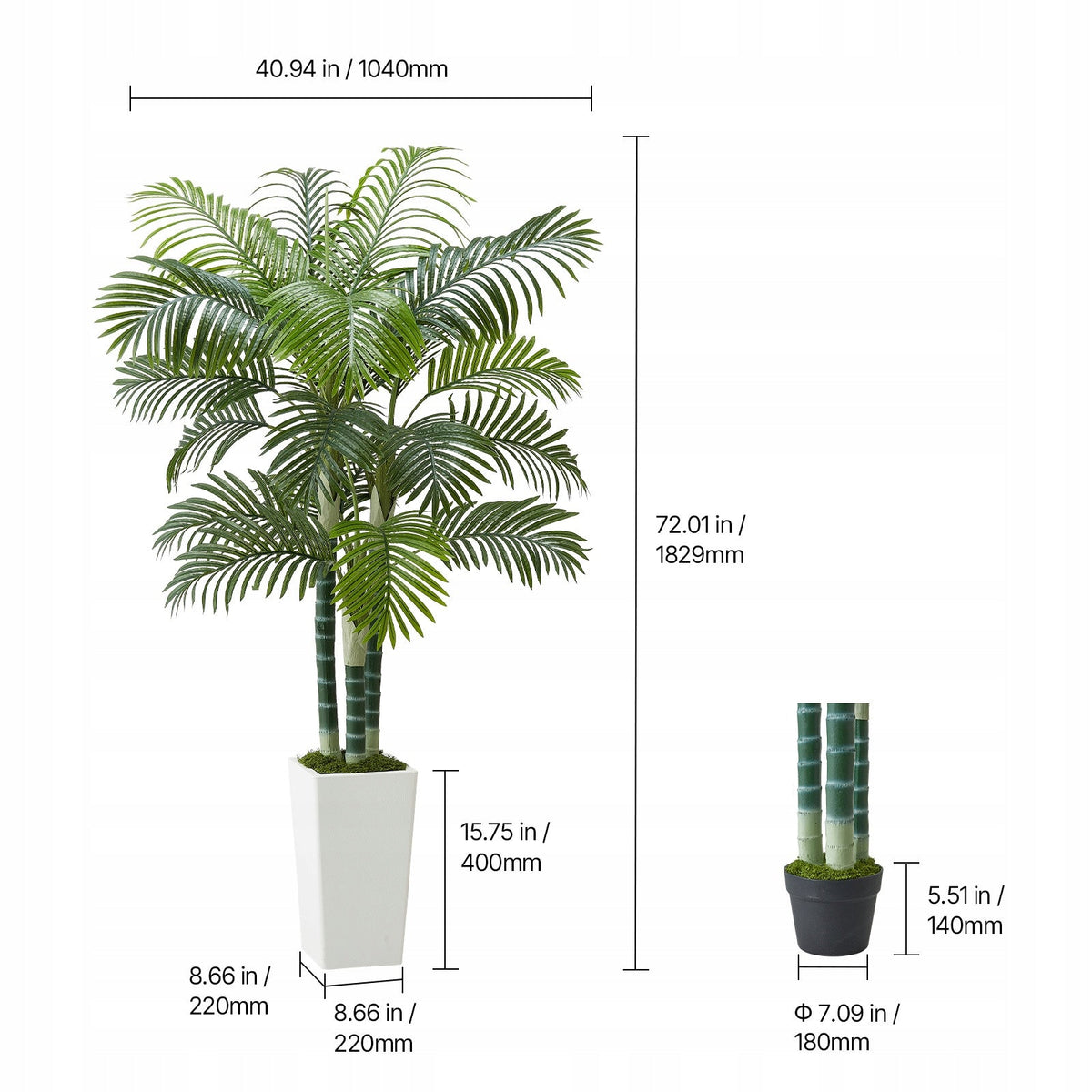 VEVOR ARTIFICIAL ARECA PALM 1.8M STRONG TROPICAL POTTED PLANT