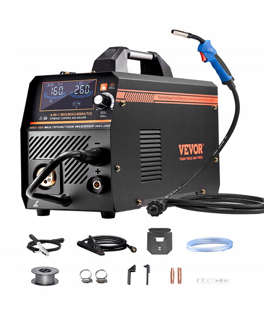 PROFESSIONAL VEVOR MIG 160A SYNERGIC 4-IN-1 WELDER WITH LCD AND IGBT