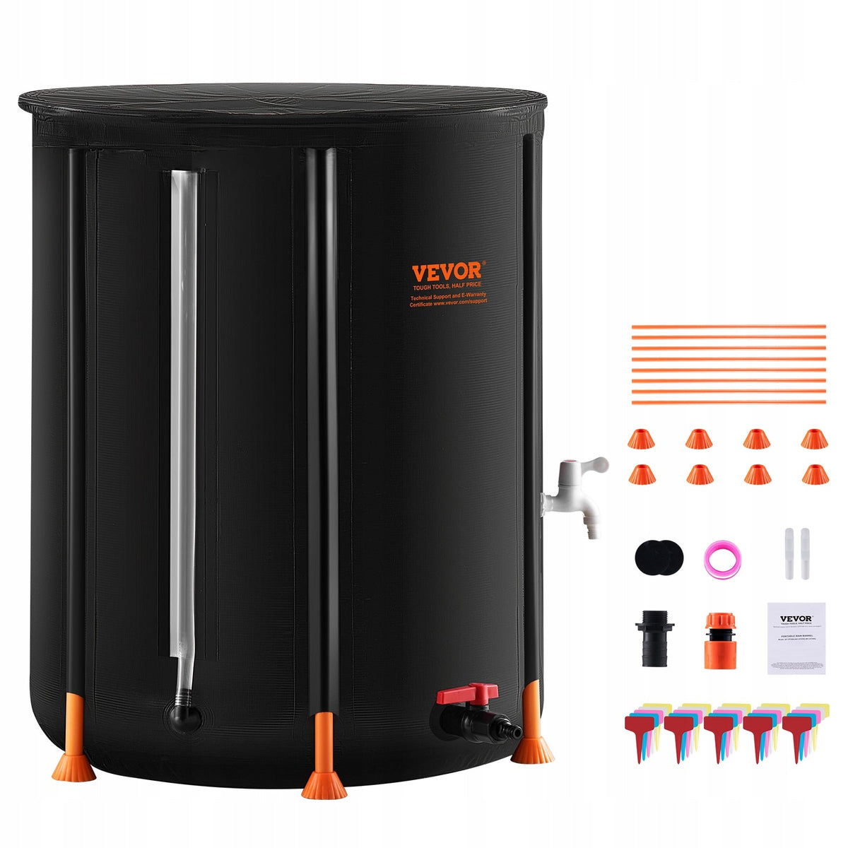 VEVOR FOLDABLE RAIN BARREL 250L PORTABLE STRONG 1000D PVC STABLE