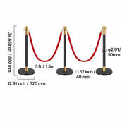 VEVOR STANCHIONS 6 PCS WITH 4 RED VELVET ROPES STRONG