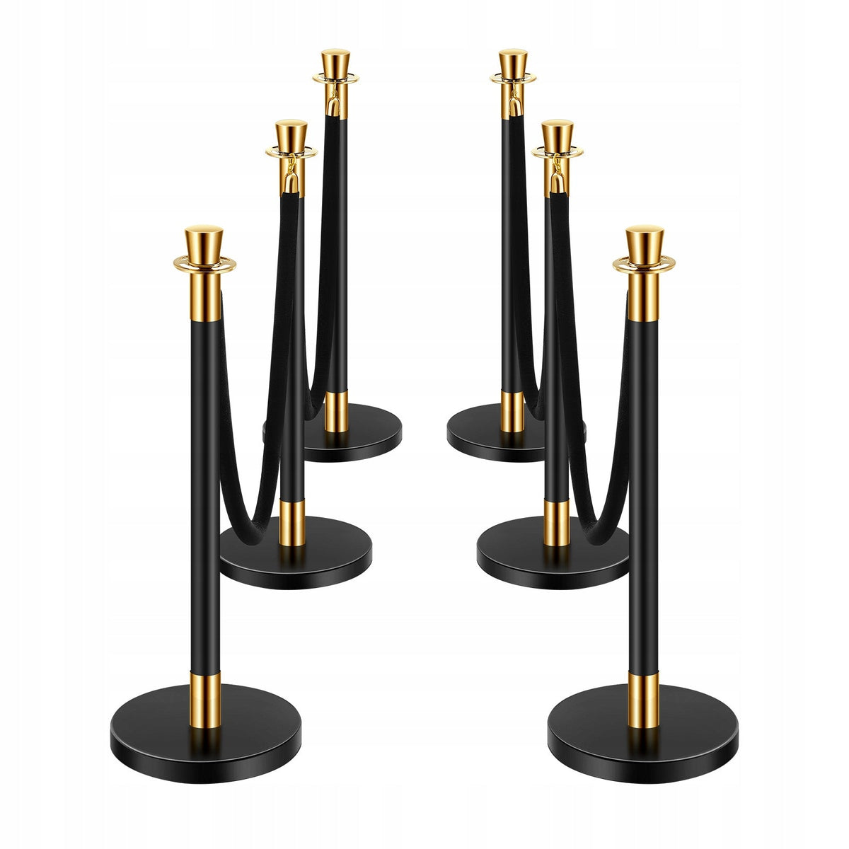 VEVOR PROFESSIONAL CROWD CONTROL BARRIER 6 PACK WITH 4 BLACK
