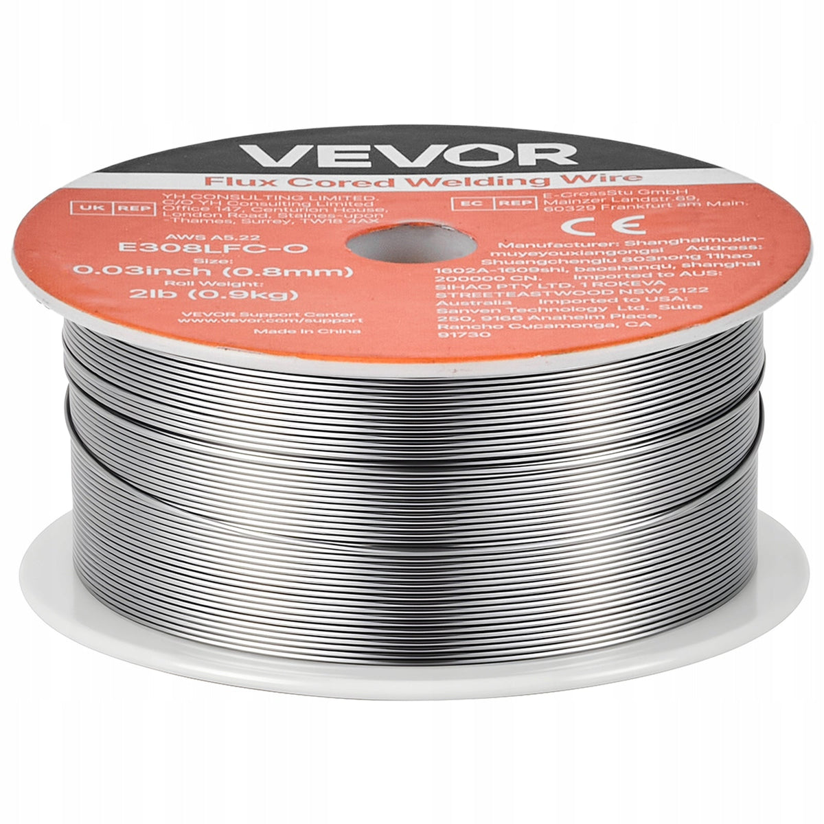 VEVOR FLUX CORED WIRE 0.8MM 0.9KG FOR MIG WELDING E308LFC-O GASLESS