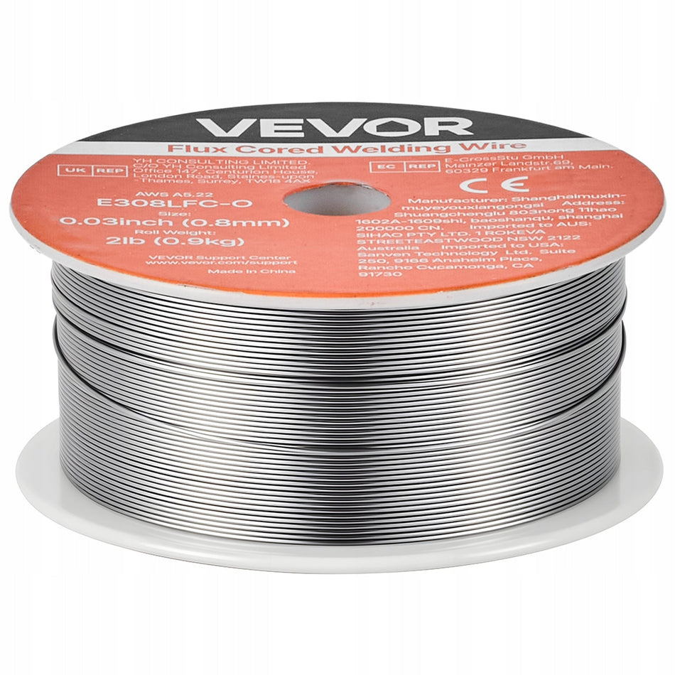 VEVOR FLUX CORED WIRE 0.8MM 0.9KG FOR MIG WELDING E308LFC-O GASLESS