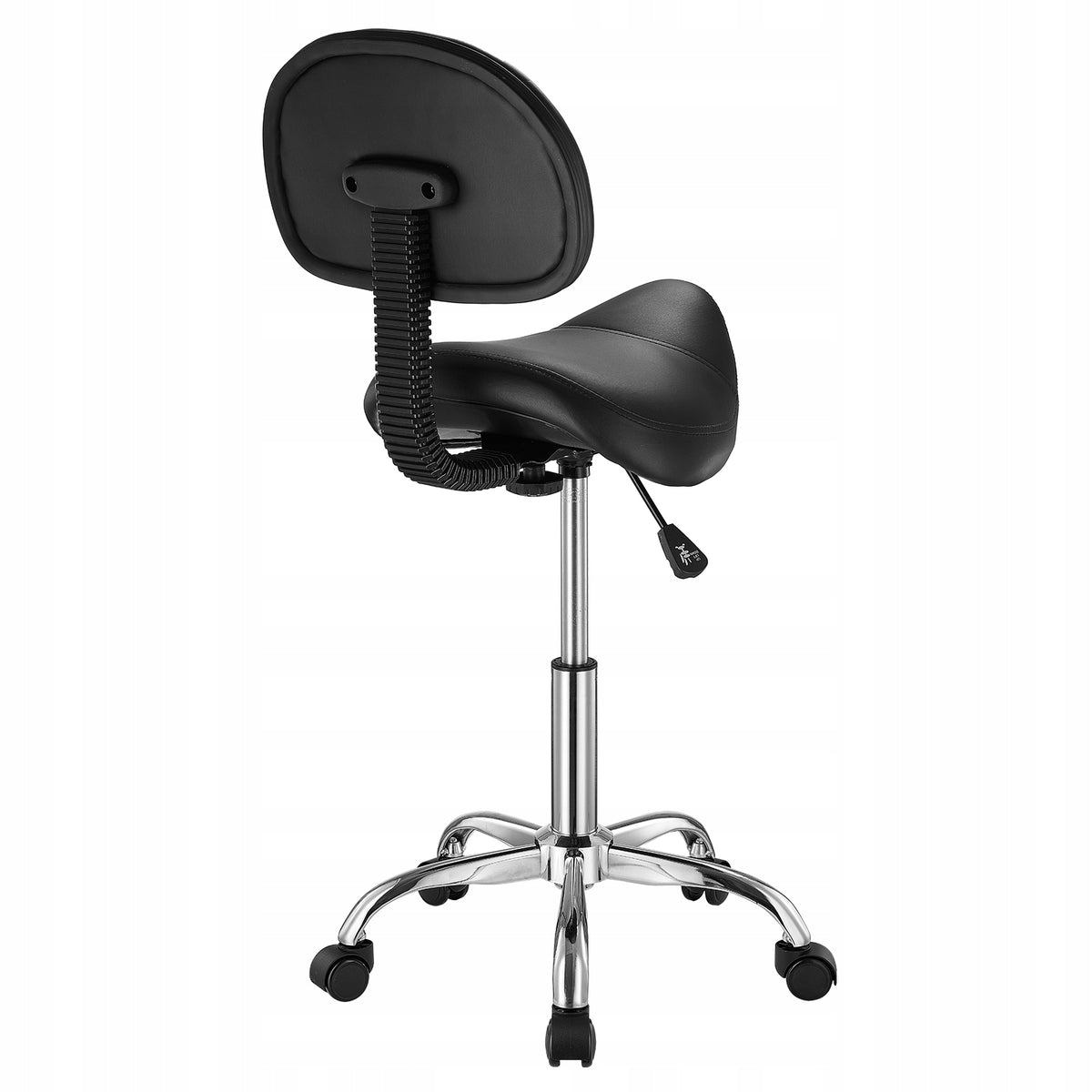 VEVOR SADDLE SWIVEL STOOL WITH BACKREST HEIGHT ADJUSTABLE 204 KG CAPACITY
