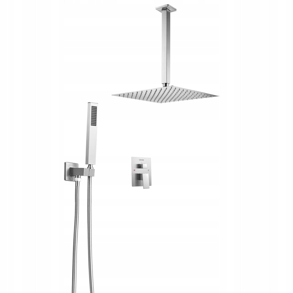 VEVOR PROFESSIONAL SHOWER FAUCET WITH 12-INCH SQUARE RAINFALL SHOWER HEAD