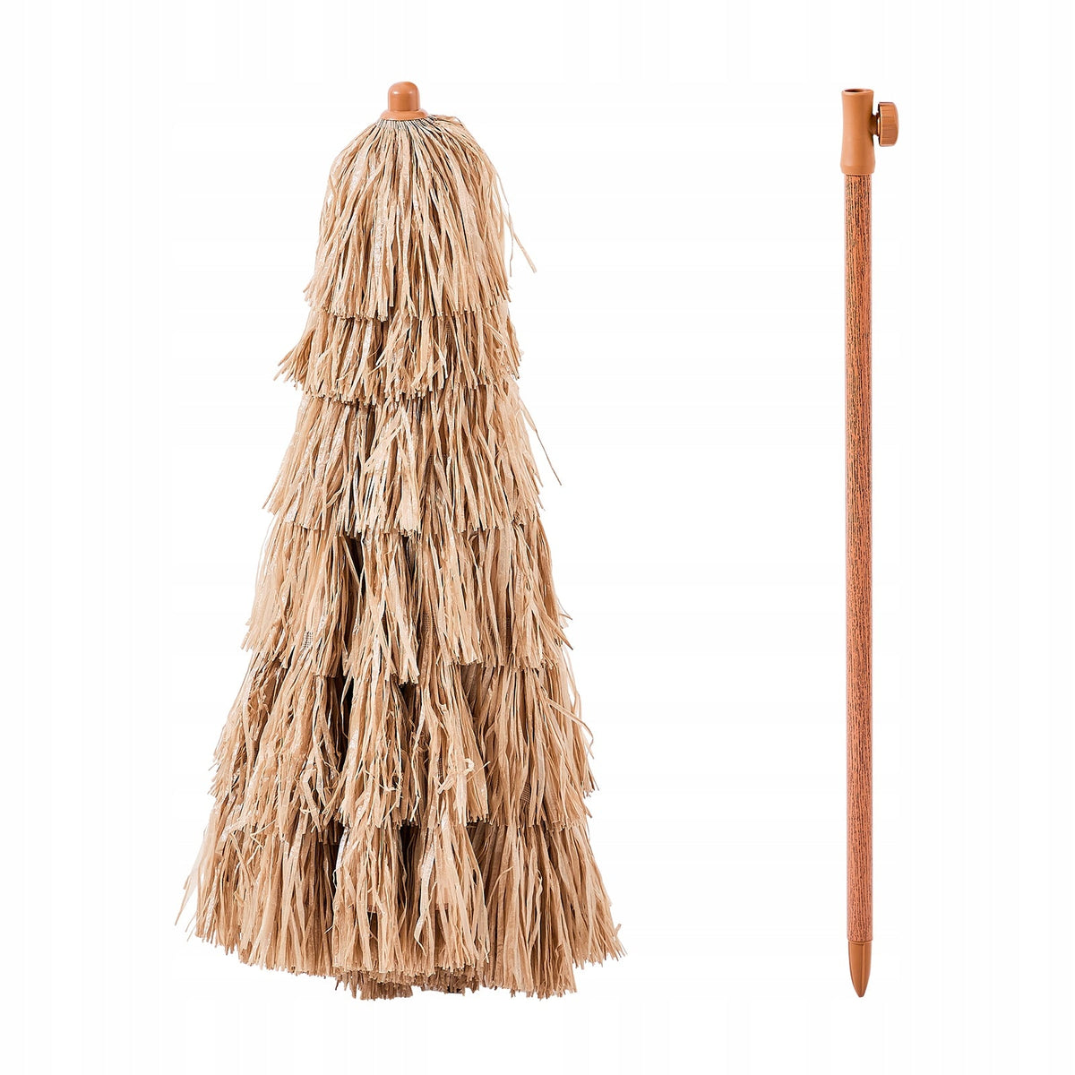 VEVOR 2M HAWAIIAN STRAW PARASOL, TILTING, HEAVY-DUTY, FOR PATIO AND BEACH
